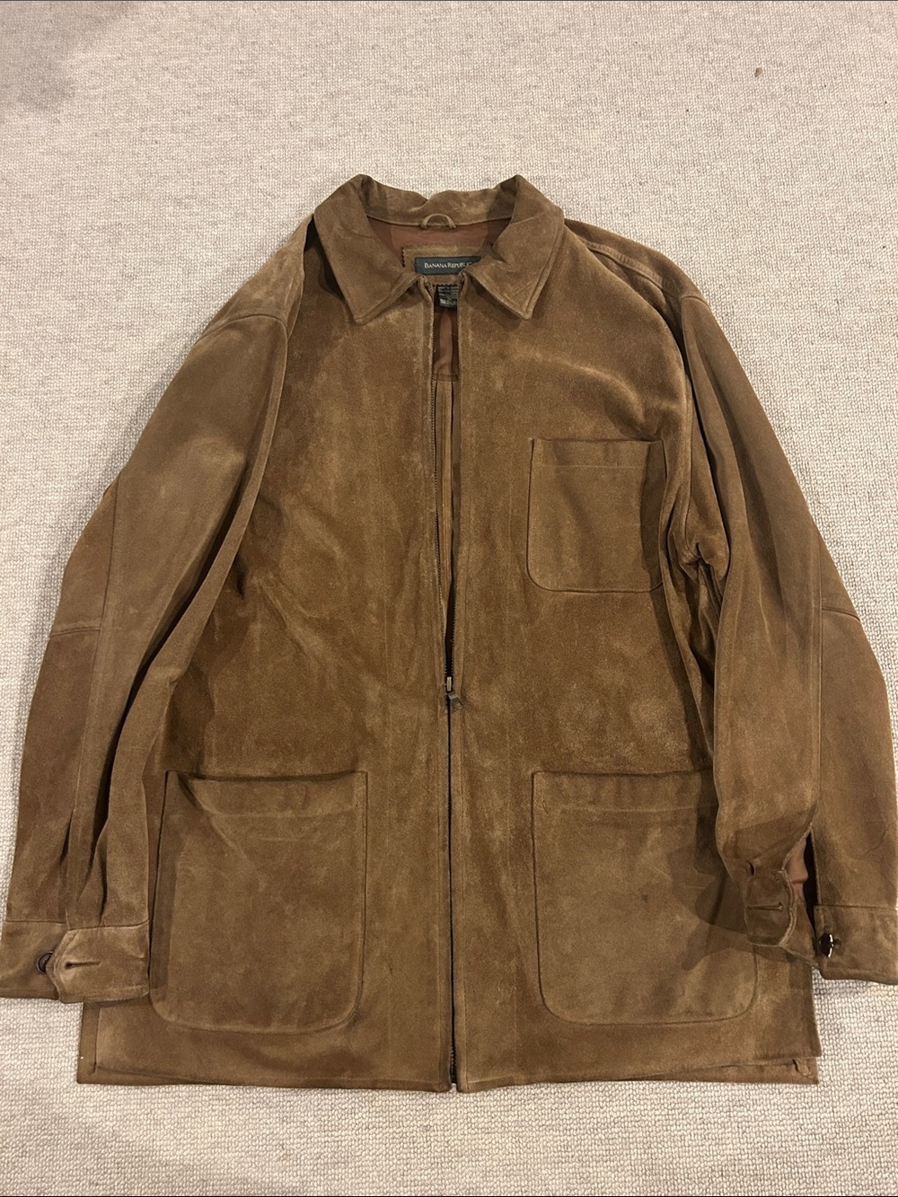 Banana Republic Suede Zip Jacket in Warm Brown